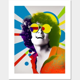 Vintage pop art style portrait of man in glasses Posters and Art